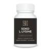 Soko L-Lysine supplement bottle on wooden table with natural light, premium 500 mg L-Lysine capsules for collagen support, immune health, muscle repair and calcium absorption